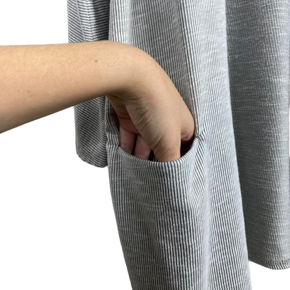 Anthropologie‎ Donni Grey Ribbed Draped Long Open Cardigan Pockets One Size Fits - Picture 4 of 9